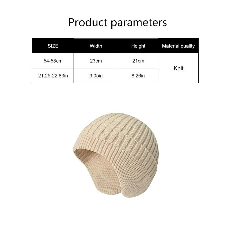 Ziemas vīriešu un sieviešu trikotāžas vilnas cepure, modes āra vienkrāsaina, biezināta, silta ausu aizsardzības cepure