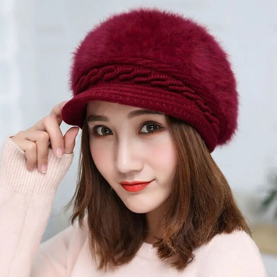 Ymsaid ziemas sieviešu cepure siltas pupiņas Trikotāžas cepures Sieviešu trušu kažokādas cepures rudens ziemas dāmas modes cepures Skullies pupiņas
