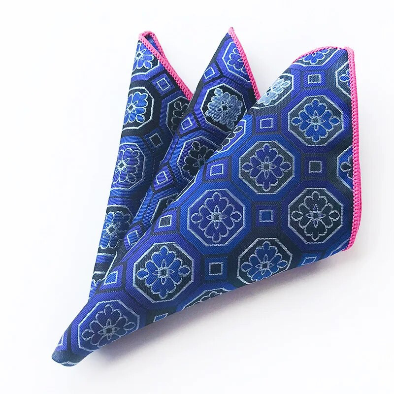 Luxus, 25*25 cm-es férfi Vintage geometrikus virágos selyemzseb négyzet alakú zsebkendő, divatos férfi hanky esküvői mellkastörölköző