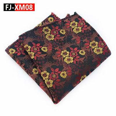 18Color Classic Luxus Férfi Zsebkendő Virágos Nyomtatott Hankies Selyem Poliészter Hanky Business Pocket Négyzetes mellkasi törölköző 25*25CM