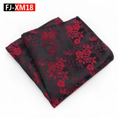 18Color Classic Luxus Férfi Zsebkendő Virágos Nyomtatott Hankies Selyem Poliészter Hanky Business Pocket Négyzetes mellkasi törölköző 25*25CM