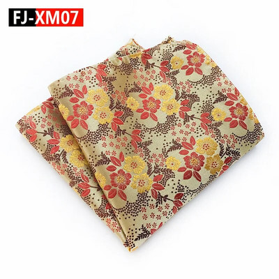 18Color Classic Luxus Férfi Zsebkendő Virágos Nyomtatott Hankies Selyem Poliészter Hanky Business Pocket Négyzetes mellkasi törölköző 25*25CM