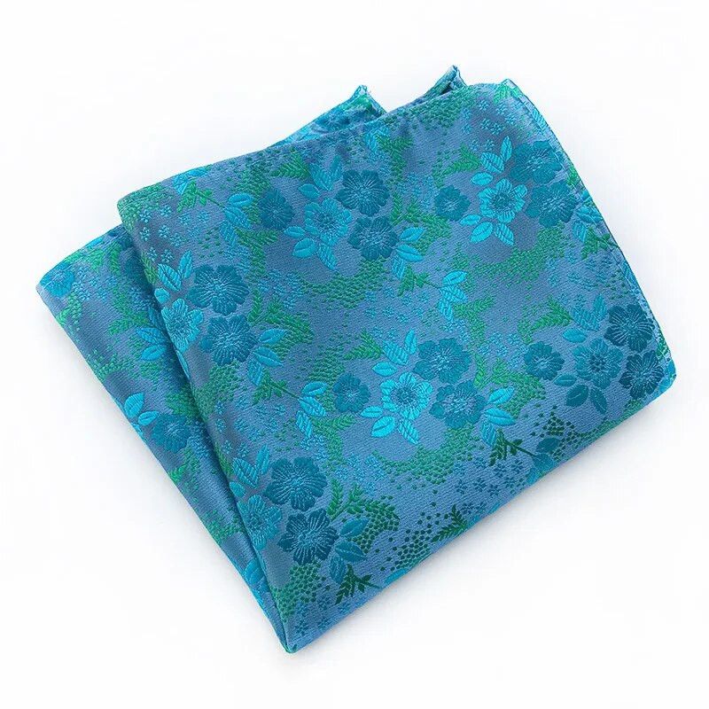 18Color Classic Luxus Férfi Zsebkendő Virágos Nyomtatott Hankies Selyem Poliészter Hanky Business Pocket Négyzetes mellkasi törölköző 25*25CM