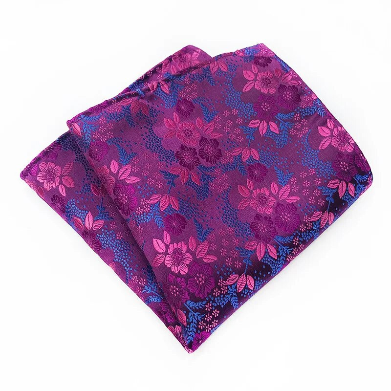 18Color Classic Luxus Férfi Zsebkendő Virágos Nyomtatott Hankies Selyem Poliészter Hanky Business Pocket Négyzetes mellkasi törölköző 25*25CM