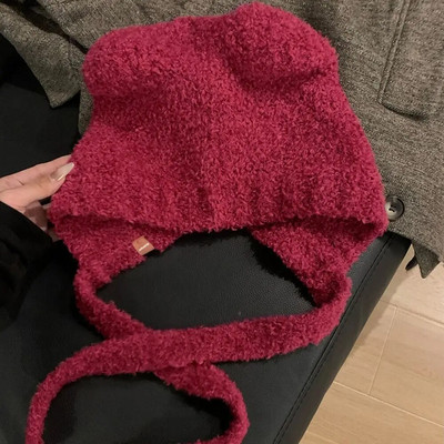 Y2K topla pletena kapa Slatka vunena kapa s medvjeđim ušima Modna jednobojna kapa za par Hladna kapa Heklana kapa za zaštitu ušiju Jesen Zima