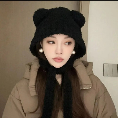 Y2K topla pletena kapa Slatka vunena kapa s medvjeđim ušima Modna jednobojna kapa za par Hladna kapa Heklana kapa za zaštitu ušiju Jesen Zima
