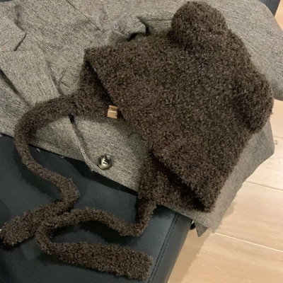 Y2K topla pletena kapa Slatka vunena kapa s medvjeđim ušima Modna jednobojna kapa za par Hladna kapa Heklana kapa za zaštitu ušiju Jesen Zima