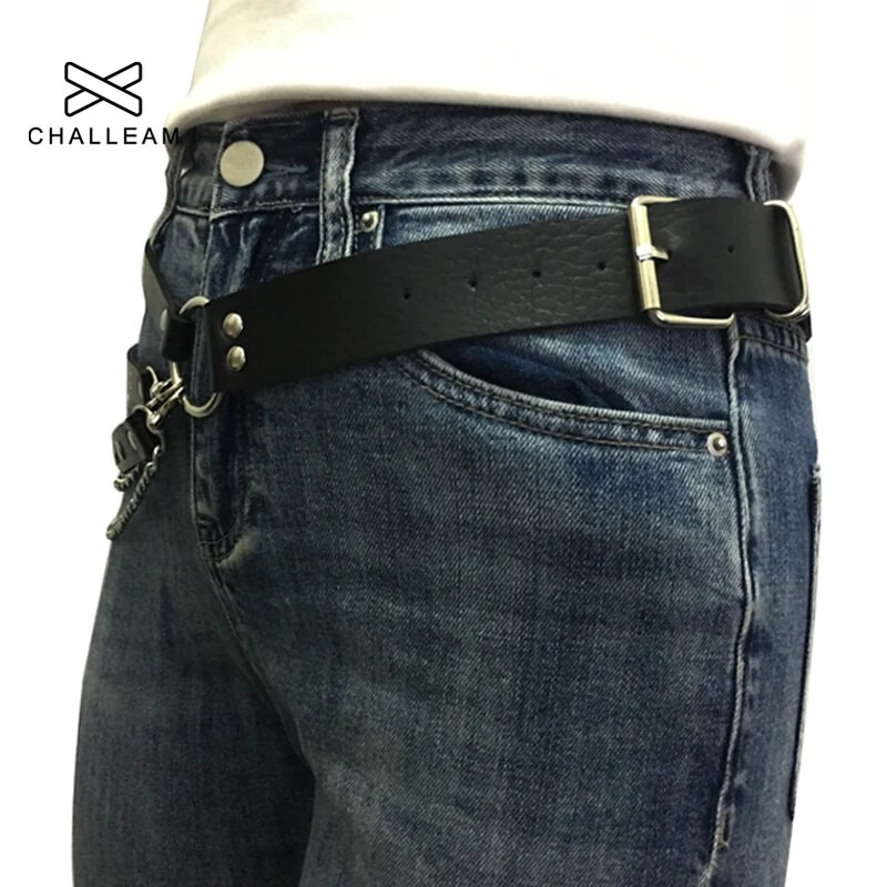 Ženski modni seksi gotički punk remen, kožni traperice, lančić, metalni prsten, srebrna kopča, ženski remeni x212