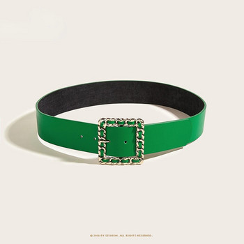 Есенно-зимен тренд Колан с квадратна катарама за жени VD2628 cinturones para mujer Green Vintage ремень Dress Belts ceinture femme