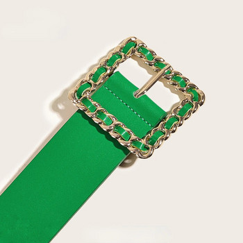 Есенно-зимен тренд Колан с квадратна катарама за жени VD2628 cinturones para mujer Green Vintage ремень Dress Belts ceinture femme