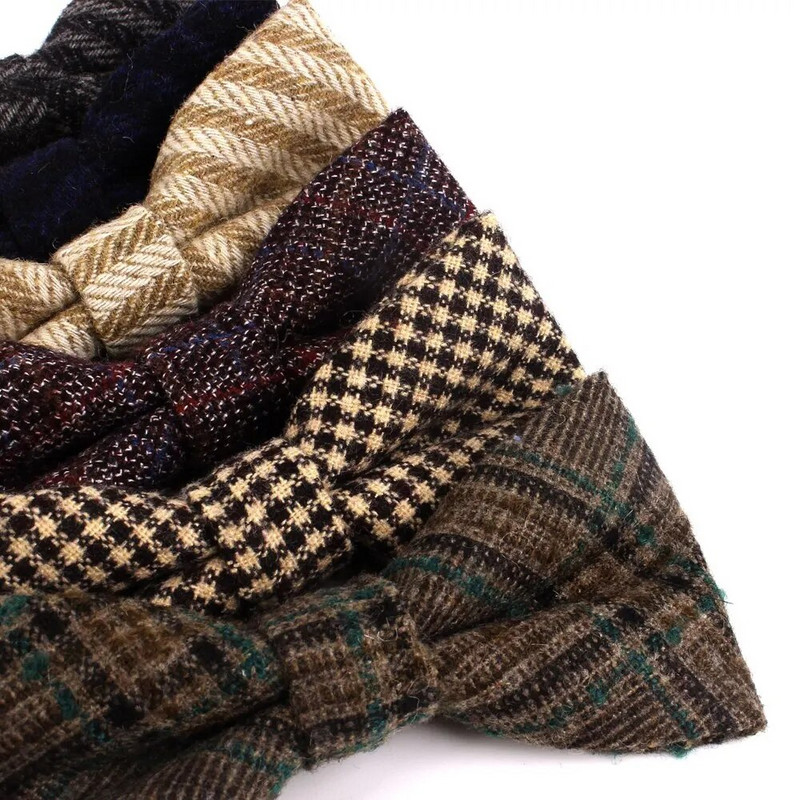 Vunene leptir-mašne za muškarce, kravate, modne podesive karirane vunene leptir-mašne za svatove, mladoženja, ležerne leptir-mašne-mašne za odrasle