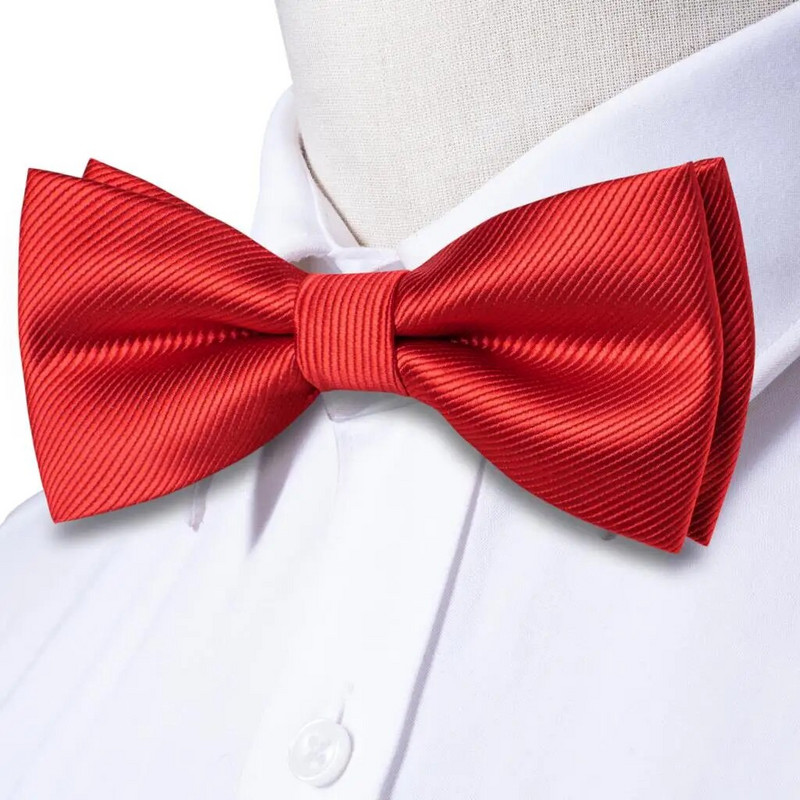 Hi-Tie Rose Vörös bordó barna selyem férfi csokornyakkendő Hanky mandzsettagomb készlet előre megkötött pillangócsomós csokornyakkendő férfi esküvői üzlethez