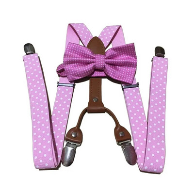 Yienws naramenice s leptir mašnom na točkice za muškarce, žene 4 kopče, kožne naramenice s leptir mašnom za odrasle naramenice za hlače tamnocrvena YiA119