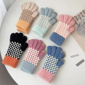 Moterys žiemą palaiko šilumą Jutiklinis ekranas megztos vilnonės pirštinės Mielos, gražios mados grotelės, pastorintos Aukštos kokybės apsauga nuo šalčio