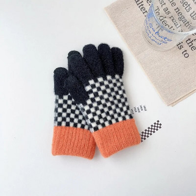 Moterys žiemą palaiko šilumą Jutiklinis ekranas megztos vilnonės pirštinės Mielos, gražios mados grotelės, pastorintos Aukštos kokybės apsauga nuo šalčio