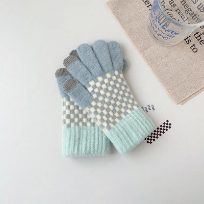 Moterys žiemą palaiko šilumą Jutiklinis ekranas megztos vilnonės pirštinės Mielos, gražios mados grotelės, pastorintos Aukštos kokybės apsauga nuo šalčio
