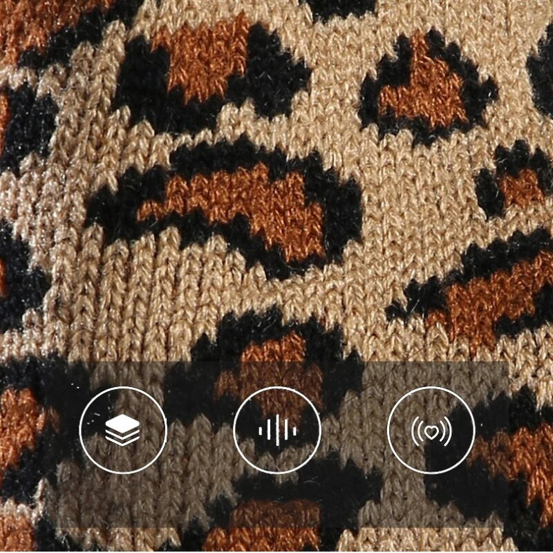 Ziemas sievietes uztur siltumu Skārienekrāns plus kašmira bieza adīta vilna leopards žakarda dūraiņi cimdi āra riteņbraukšanai vēja necaurlaidīgi