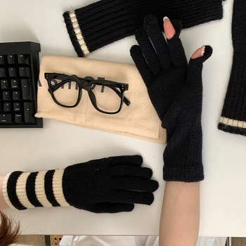 Ροζ Πλεκτά Γάντια με Οθόνη Αφής Γυναικεία Γάντια Χειμερινά Γάντια Ζεστής Ρίγας Γάντια Μασίφ Χνουδωτά Μακριά Γάντια Ανδρικά Harajuku Γάντια για γυναίκες