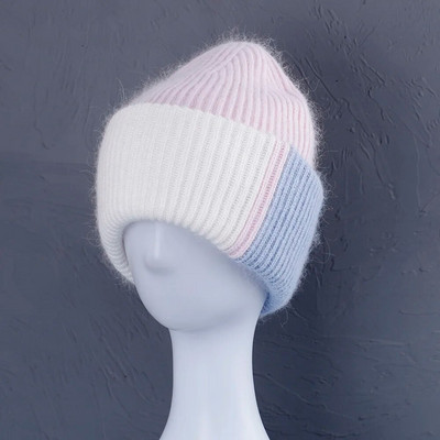 2023 Zimska kapa od zečjeg krzna za žene Beanies Mekana topla pahuljasta angora pletena kapa Skullies Beanies za besplatnu dostavu