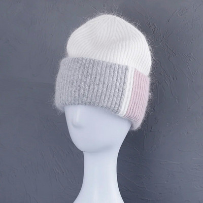 2023 Zimska kapa od zečjeg krzna za žene Beanies Mekana topla pahuljasta angora pletena kapa Skullies Beanies za besplatnu dostavu