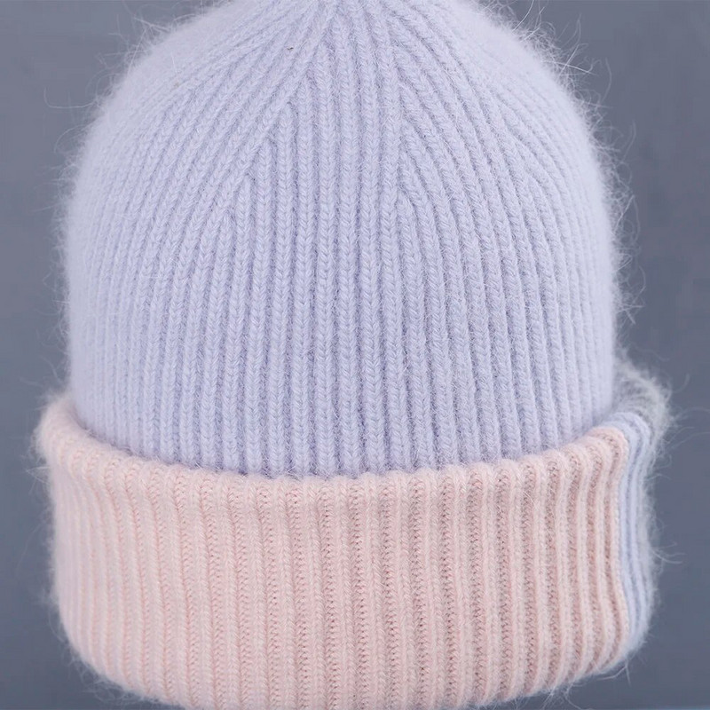 2023 Zimska kapa od zečjeg krzna za žene Beanies Mekana topla pahuljasta angora pletena kapa Skullies Beanies za besplatnu dostavu