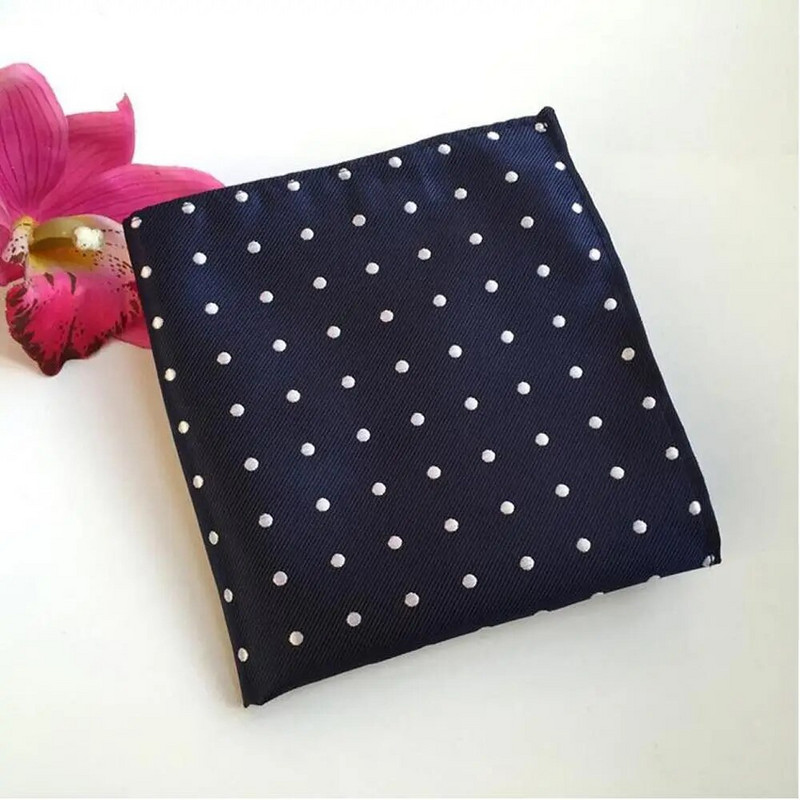 25*25 cm-es férfi vintage pöttyös selyem zsebkendő, négyszögletes, divatos férfi zsebkendő esküvői mellkastörölköző