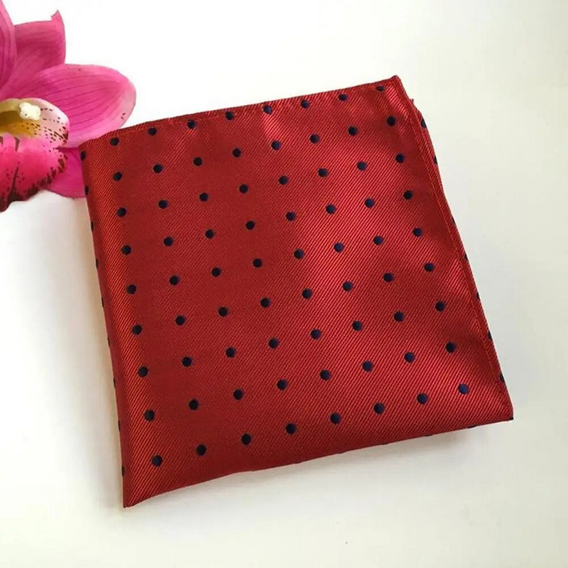 25*25 cm-es férfi vintage pöttyös selyem zsebkendő, négyszögletes, divatos férfi zsebkendő esküvői mellkastörölköző