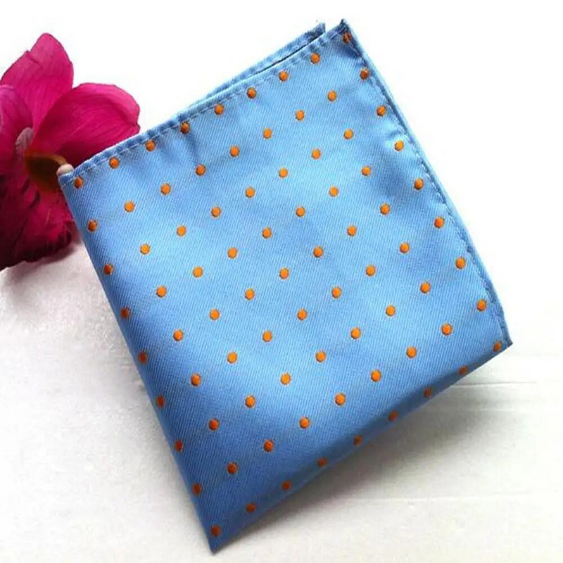 25*25 cm-es férfi vintage pöttyös selyem zsebkendő, négyszögletes, divatos férfi zsebkendő esküvői mellkastörölköző