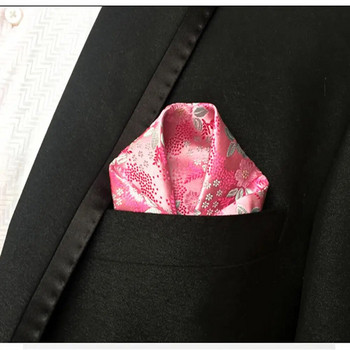 Луксозна мъжка носна кърпичка Хавлиени салфетки с щампи на цветя Полиестерна кърпичка Бизнес сватбено тържество Хавлиена кърпа на гърдите 25*25CM