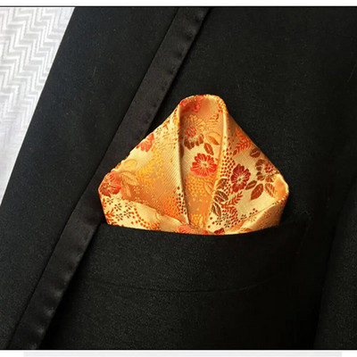 Luxus férfi zsebkendő virágos nyomtatott Hankies poliészter Hanky üzleti esküvői parti zseb négyzetes mellkasi törölköző 25*25cm