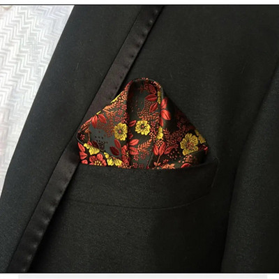 Luxus férfi zsebkendő virágos nyomtatott Hankies poliészter Hanky üzleti esküvői parti zseb négyzetes mellkasi törölköző 25*25cm