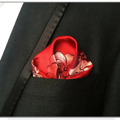 Luxus férfi zsebkendő virágos nyomtatott Hankies poliészter Hanky üzleti esküvői parti zseb négyzetes mellkasi törölköző 25*25cm