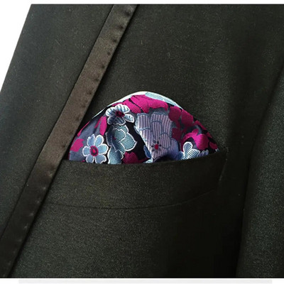 Luxus férfi zsebkendő virágos nyomtatott Hankies poliészter Hanky üzleti esküvői parti zseb négyzetes mellkasi törölköző 25*25cm
