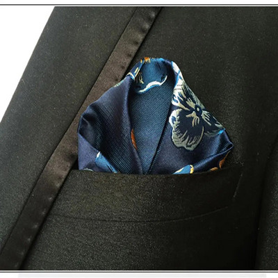 Luxus férfi zsebkendő virágos nyomtatott Hankies poliészter Hanky üzleti esküvői parti zseb négyzetes mellkasi törölköző 25*25cm