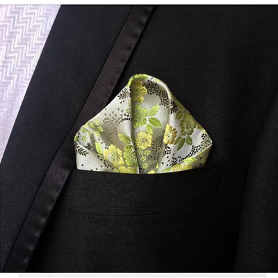 Luxus férfi zsebkendő virágos nyomtatott Hankies poliészter Hanky üzleti esküvői parti zseb négyzetes mellkasi törölköző 25*25cm