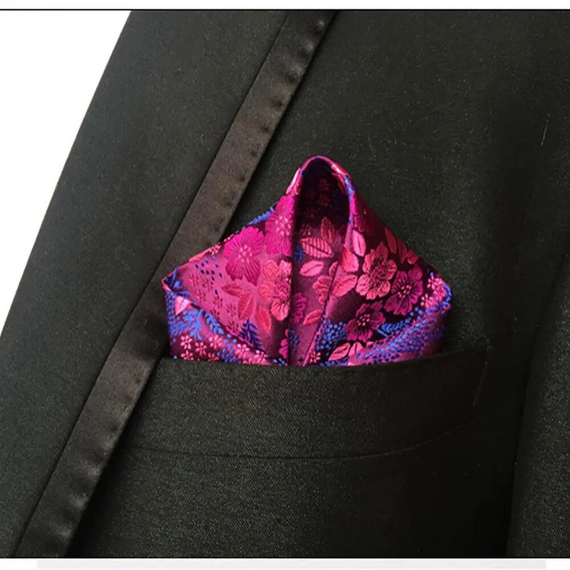 Luxus férfi zsebkendő virágos nyomtatott Hankies poliészter Hanky üzleti esküvői parti zseb négyzetes mellkasi törölköző 25*25cm