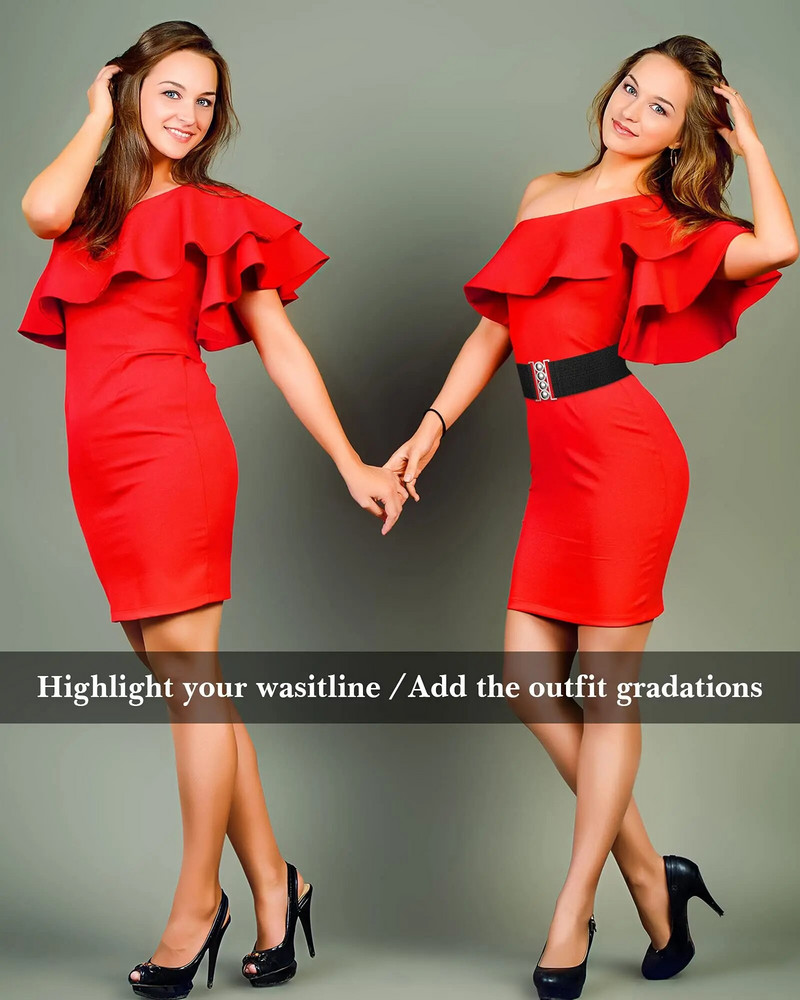 7,5 cm široki remen Ženski jednostavni stil Elastična traka Originalni dizajn kopče Pojas za haljine Ženski rastezljivi bijeli pojas za struk