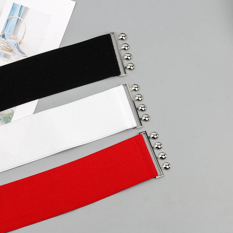 7,5 cm široki remen Ženski jednostavni stil Elastična traka Originalni dizajn kopče Pojas za haljine Ženski rastezljivi bijeli pojas za struk