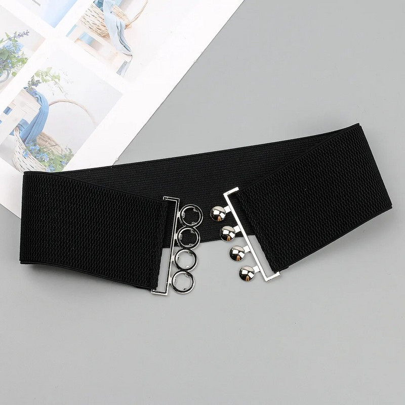7,5 cm široki remen Ženski jednostavni stil Elastična traka Originalni dizajn kopče Pojas za haljine Ženski rastezljivi bijeli pojas za struk