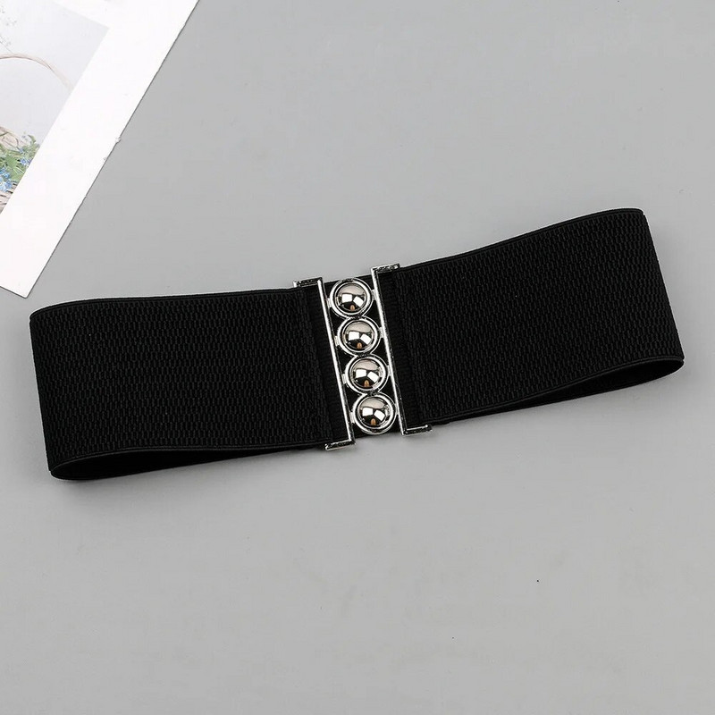 7,5 cm široki remen Ženski jednostavni stil Elastična traka Originalni dizajn kopče Pojas za haljine Ženski rastezljivi bijeli pojas za struk