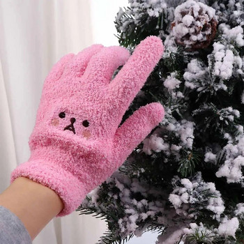 Χαριτωμένα απλά πλεκτά γάντια Bear Smile Plus Velvet Γάντια Ολόκληρα Δάχτυλα Γυναικεία Γάντια Μάλλινα Γάντια Οθόνη Αφής