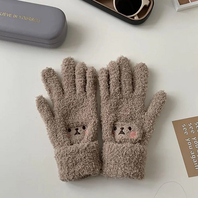 Slatke jednostavne pletene rukavice Osmijeh medvjeda plus baršunaste rukavice s punim prstima Ženske rukavice Vunene rukavice Rukavice s dodirnim zaslonom