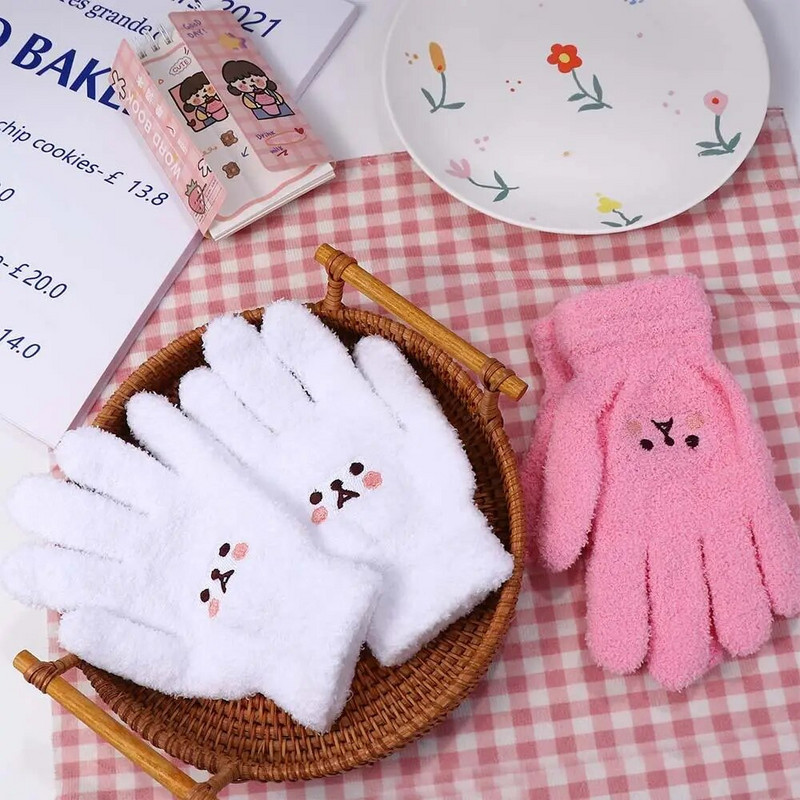 Slatke jednostavne pletene rukavice Osmijeh medvjeda plus baršunaste rukavice s punim prstima Ženske rukavice Vunene rukavice Rukavice s dodirnim zaslonom