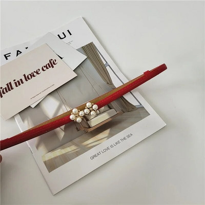 Jostas kleita Vienkārša, daudzpusīga modes sieviešu ādas josta, plāna, šaura, regulējama pērļu sprādze, jostasvietas kleitas aksesuāri