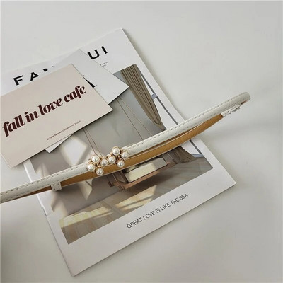 Jostas kleita Vienkārša, daudzpusīga modes sieviešu ādas josta, plāna, šaura, regulējama pērļu sprādze, jostasvietas kleitas aksesuāri