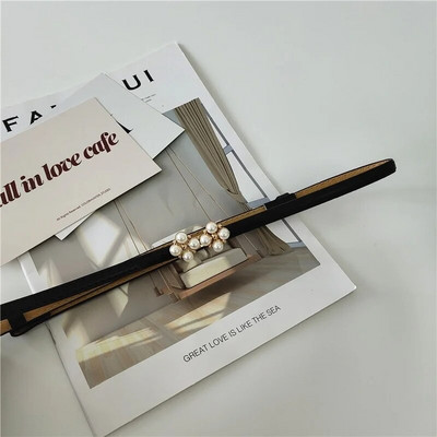 Jostas kleita Vienkārša, daudzpusīga modes sieviešu ādas josta, plāna, šaura, regulējama pērļu sprādze, jostasvietas kleitas aksesuāri