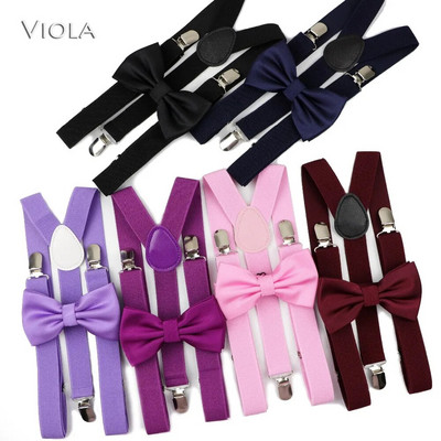 Mens Soild Krāsaini bikšturi Poliestera tauriņu komplekts unikāls Y-back braces Butterfly tauriņš Regulējams aksesuārs Augstas kvalitātes tauriņš