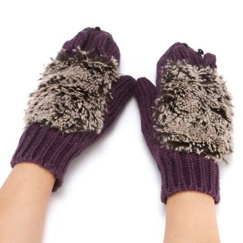 Дамски зимни топли ръкавици Mouse Shape Плетени вълнени ръкавици с меки пълни пръсти Ръкавици за момичета Thicken Fur Mitten Handschoen