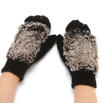 Γυναικεία χειμωνιάτικα ζεστά γάντια σε σχήμα ποντικιού Πλεκτά μάλλινα γάντια μαλακά γεμάτα δάχτυλα κορίτσια γάντια παχιά γούνα γάντι Handschoen