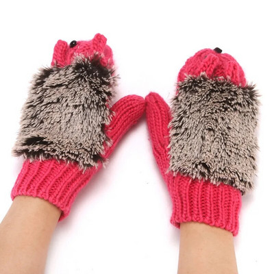 Ženske zimske tople rukavice Pletene vunene rukavice u obliku miša Mekane rukavice s punim prstima Rukavice za djevojčice od debljeg krzna Handschoen